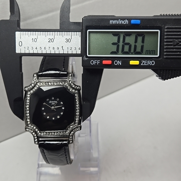 Womens Christian Joy Silver Tone Geometric Watch Crystals Leather New Battery main image 3